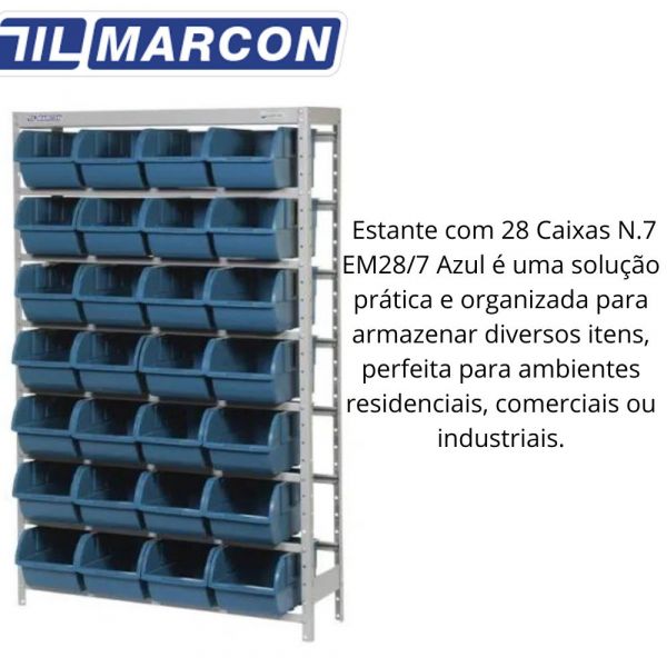 Estante Metálica Com 28 gavetas n° 7 Azul Marcon EM28/7A