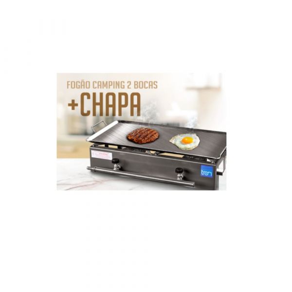 Fogão Camping 2 Bocas Com Chapeira  Tron