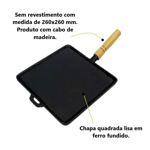 Chapa Bifeteira Quadrada Lisa 26x26cm Santa Barbara