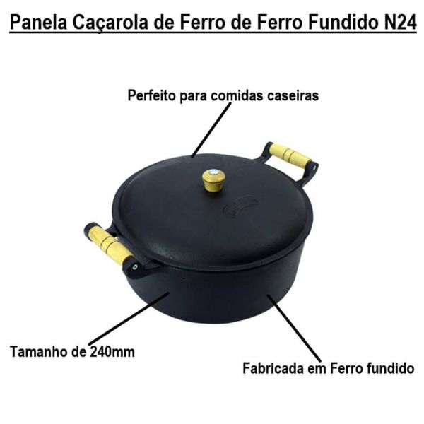 Panela Caçarola de Ferro Fundido Nº 24 STa Barbara