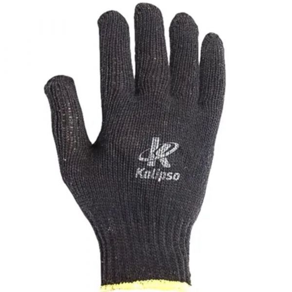 Luva de Segurança Malha 4 Fios Pigmentada Preta Kalipso