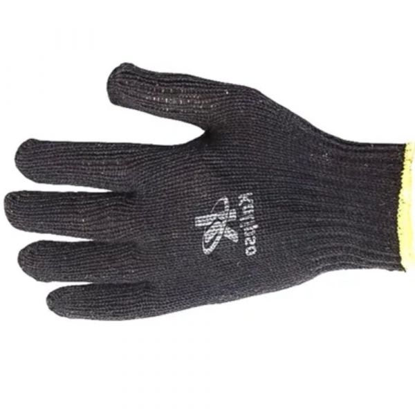 Luva de Segurança Malha 4 Fios Pigmentada Preta Kalipso