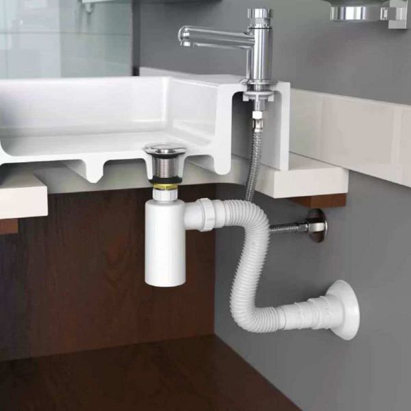 Sifão Copo para Lavatório Branco Blukit