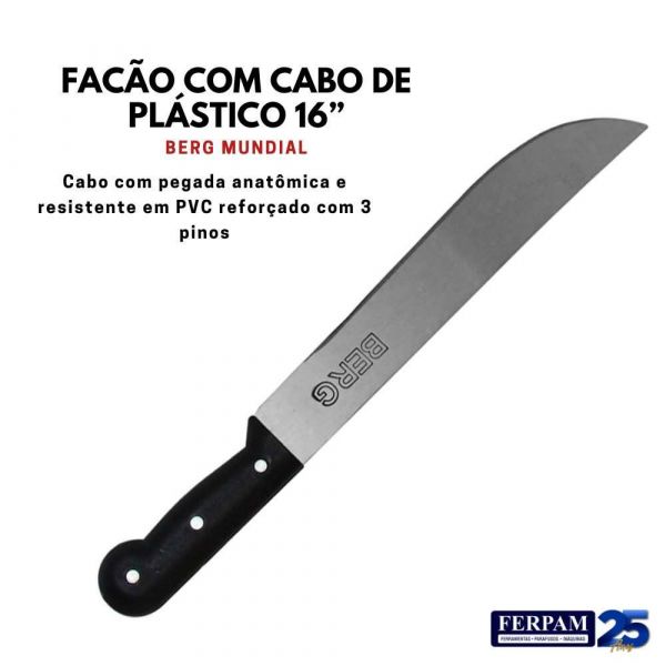 Facão Com Cabo De Plástico Corneta 18” Berg Mundial