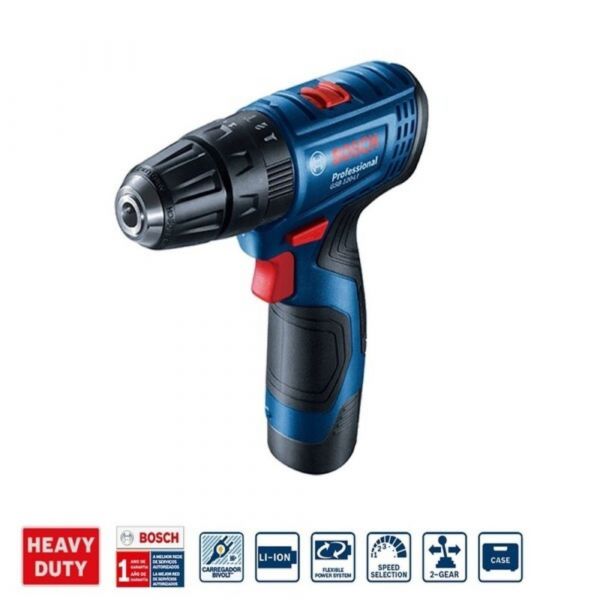 Parafusadeira e Furadeira de Impacto a Bateria de 3/8GSB 120-LI, 12V, com 1 Bateria 2,0Ah, 1 Carregador Rápido BIVOLT, em Maleta Plástica Bosch