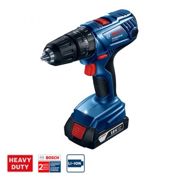Parafusadeira e Furadeira de Impacto de ½” Bosch GSB 180-LI, 18V, com 2 Baterias 1,5Ah, 1 Carregador BIVOLT em Maleta Plástica