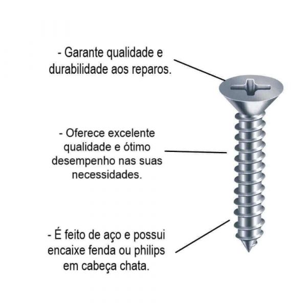 Parafuso Para Dobradiça em Aço 3,8x22 Cartela 20 Peças Bemfixa