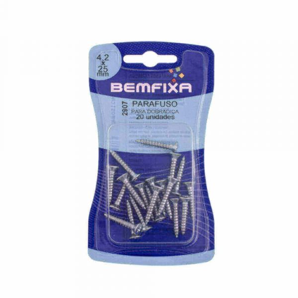 Parafuso Para Dobradiça em Aço 3,8x22 Cartela 20 Peças Bemfixa