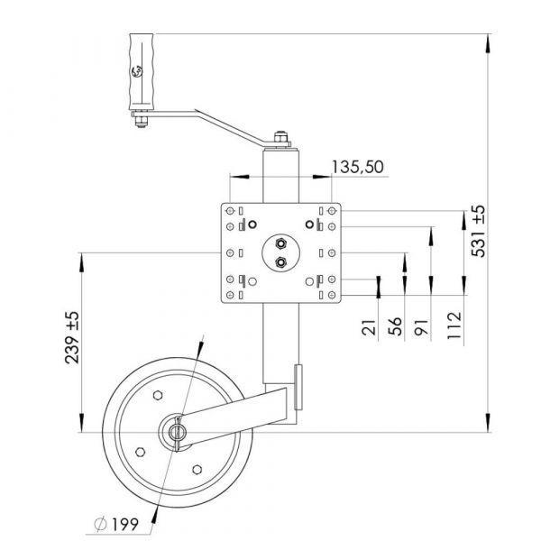 Pedestal de Apoio com Roda 150Kg RAL-950 Robustec 