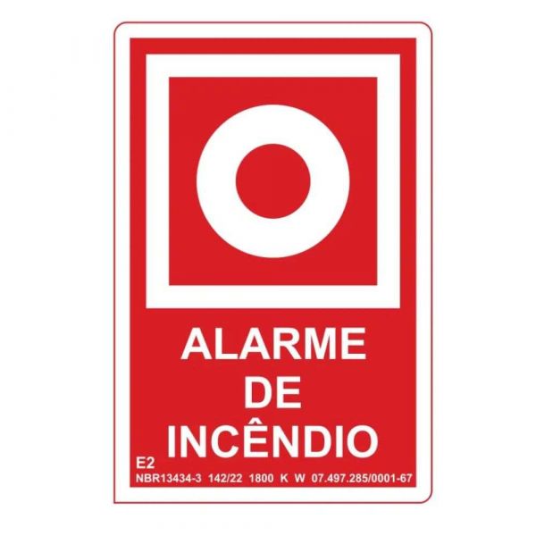 Placa de Sinalização 30 X 18mm Luminescente Alarme Incêndio