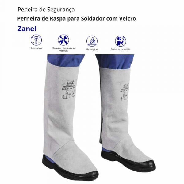 Perneira de Raspa para Soldador com Velcro Zanel