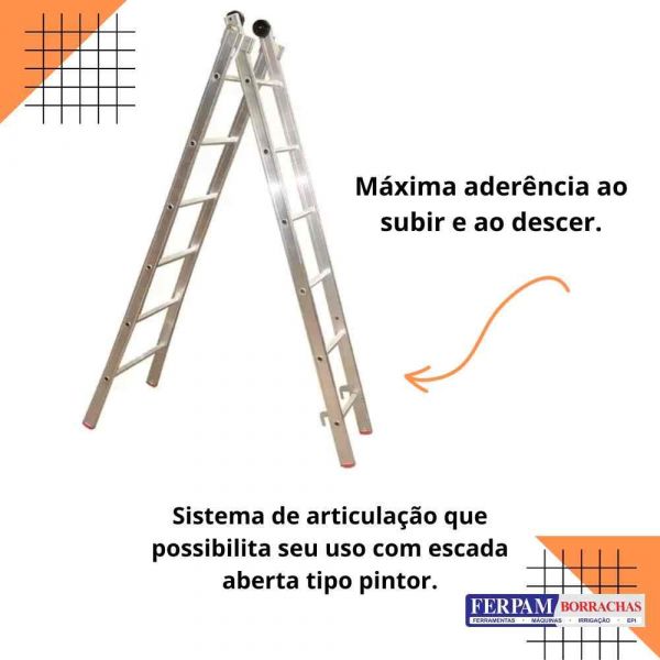 Escada Profissional Alumínio 2 Lances 6 Degraus Alulev