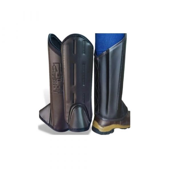 Perneira De Couro Proteção Com 3 Talas Velcro Sayro