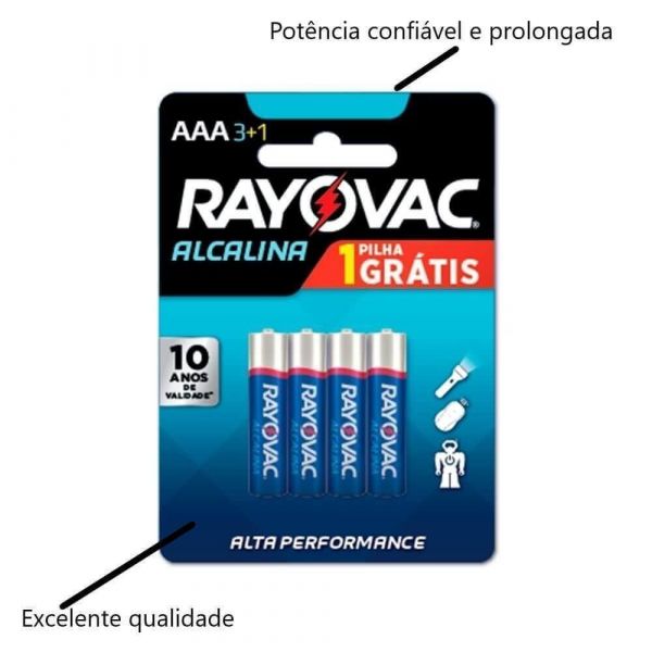 Pilha Alcalina AAA4 Rayovac