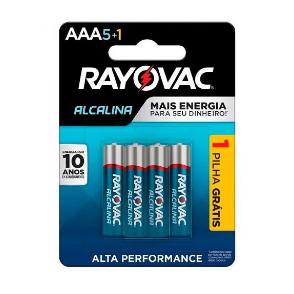 Pilha Alcalina AAA 6 Unidades Rayovac