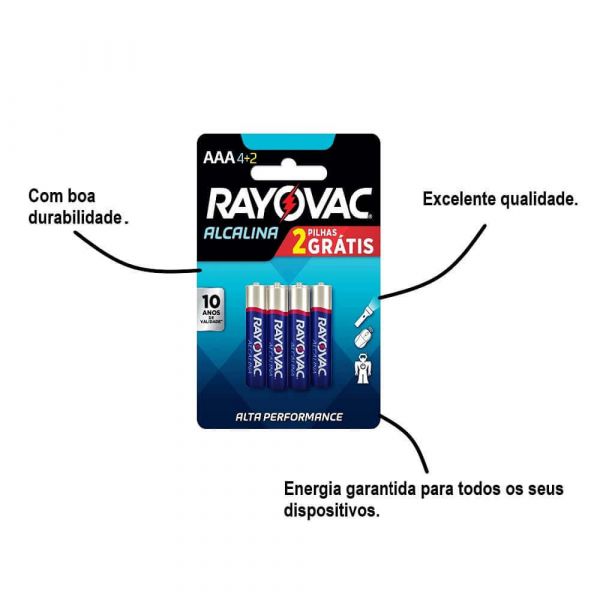 Pilha Alcalina Aaa 4 Unidades Rayovac