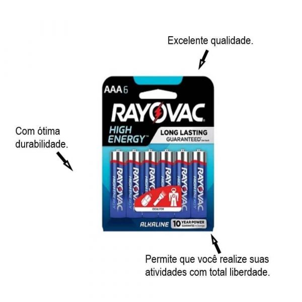 Pilha Aa Alcalina 6 Unidades Rayovac