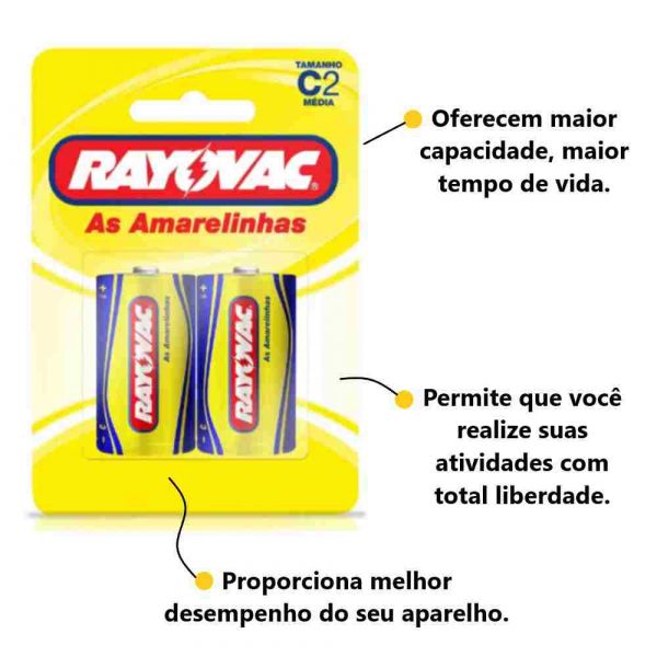 Pilha Amarelinha C2 Com 2 Unidades Rayovac