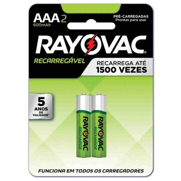 Pilha recarregável AAA2 econômica 2 unidades Rayovac