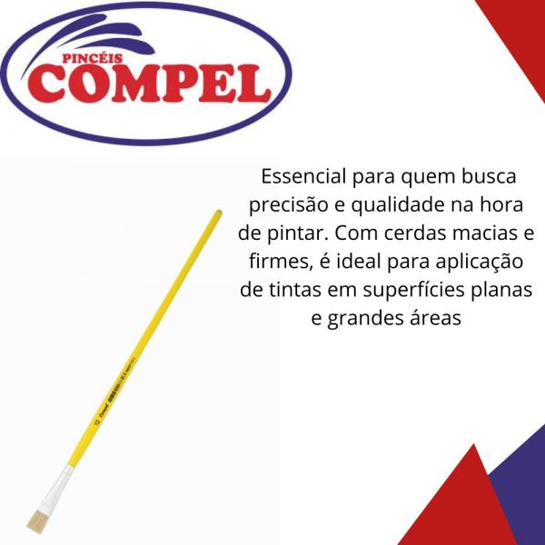 Pincel Achatado De Cabo Longo N°12 Para Pintura Compel
