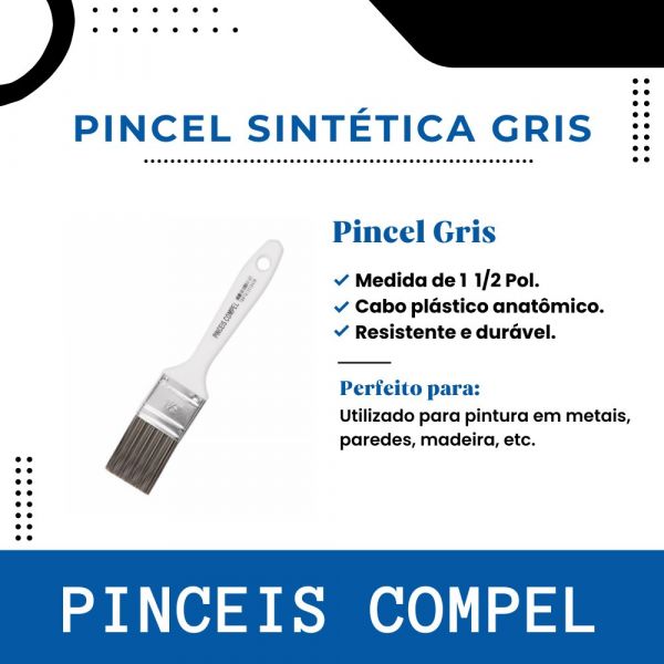 Pincel Sintética Gris 1 1/2