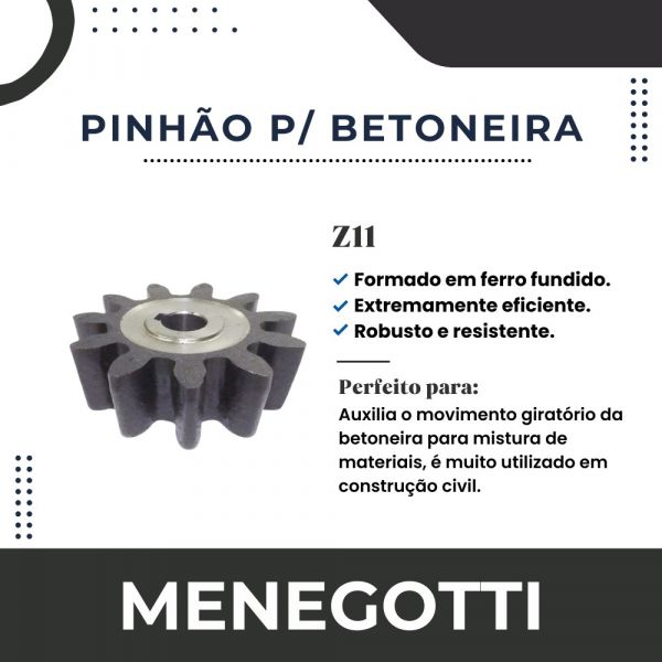 Pinhão Z11 Para Betoneira Prime Menegotti