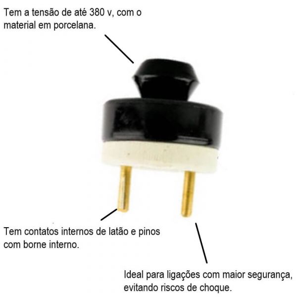 Pino Elétrico polarizado de Porcelana Bipolar 2X20A Foxlux