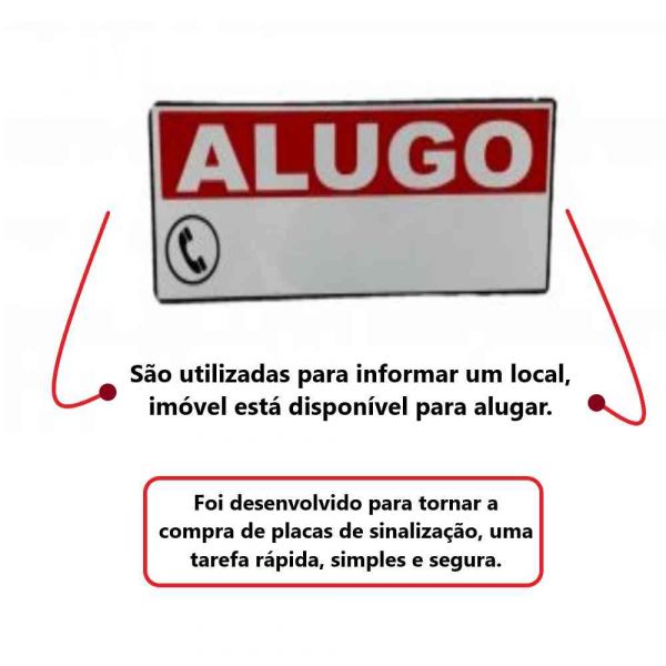 Placa de Sinalização 19X7 cm Alugo
