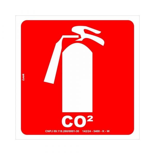 Placa de Sinalização 25x25cm luminescente Extintor CO2