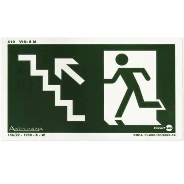 Placa de Sinalização 30 X 18 Luminescente Saída De Emergência Esquerda