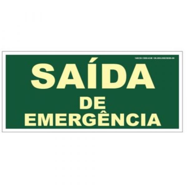 Placa de Sinalização 30 X 18 Luminescente Saída De Emergência Edilmar Paiva