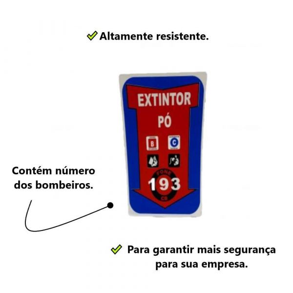 Placa de Sinalização 30X20cm Luminescente Extintor de Pó BC