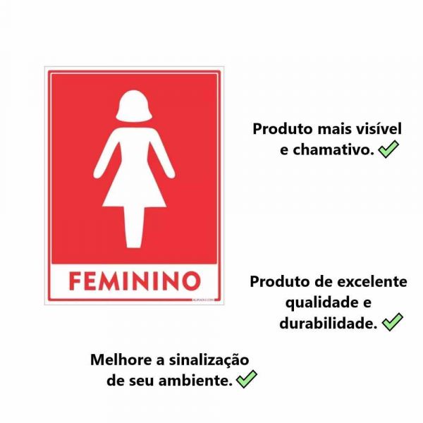 Placa de Sinalização 30X20cm Banheiro Feminino 
