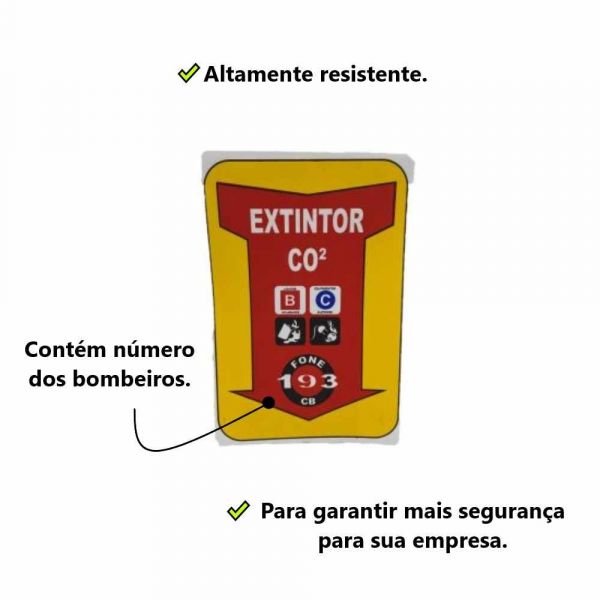Placa de Sinalização 30X20cm Extintor CO2 