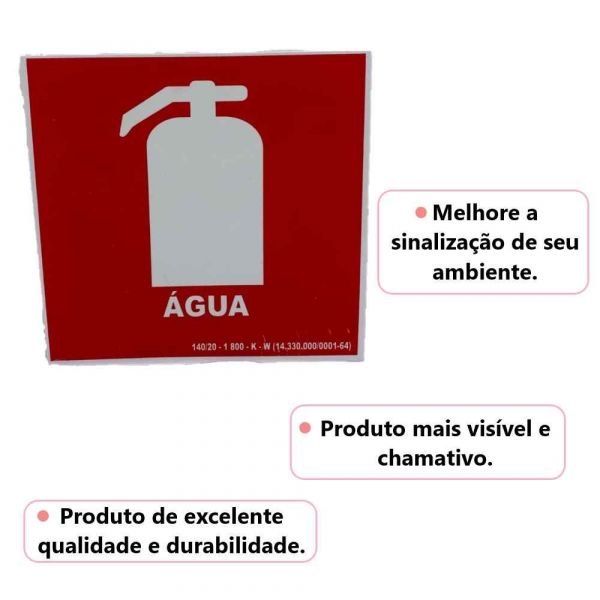 Placa de Sinalização Fotoluminescente 25X25cm Extintor Água