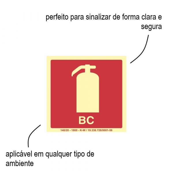 Placa de Sinalização Fotoluminescente 25 X 25cm Pó BC Edilmar Paiva