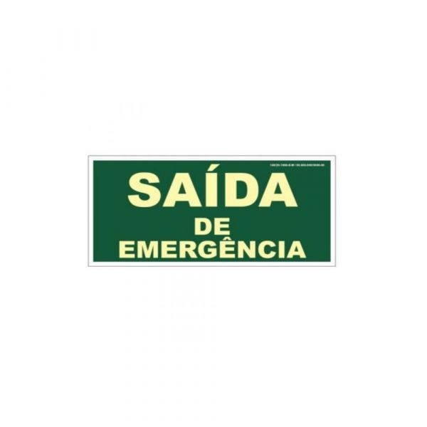 Placa de Sinalização Luminescente 30X18cm Saída de Emergência