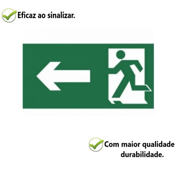 Placa Sinal 30X18 Fotolumin Rota Fuga Esquerda Edilmar Paiva