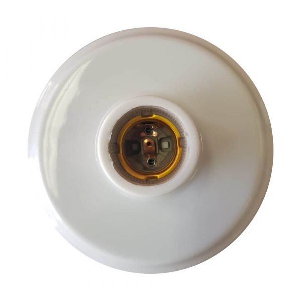 Plafon Plástico Branco Com Bocal De Porcelana Foxlux