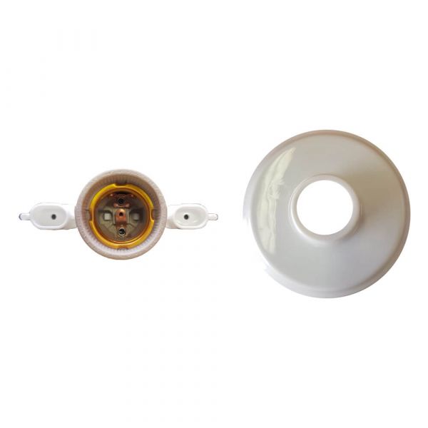 Plafon Plástico Branco Com Bocal De Porcelana Foxlux