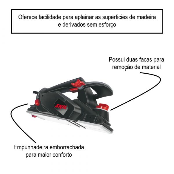 Plaina Skil 1555 550W 220V Com 2 Lâminas e 1 Chave Troca Lâminas