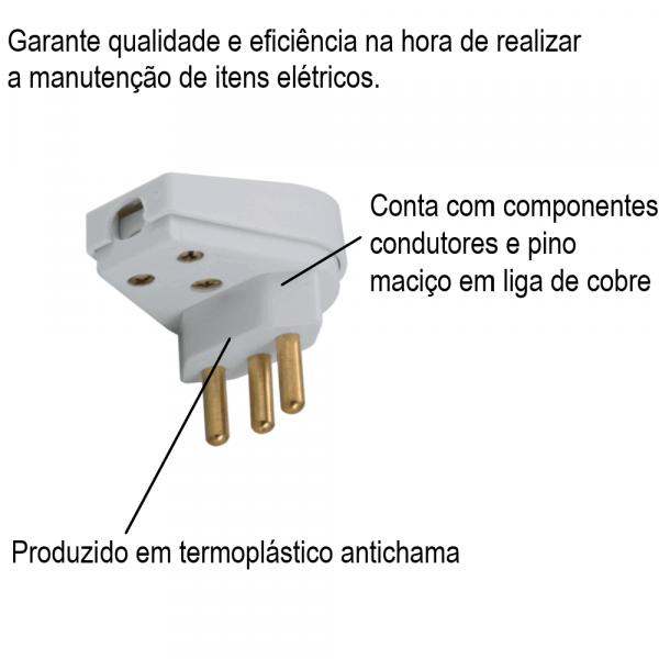 Plugue Angular 2P+T 20 A 250 V Branco Tramontina 57402011