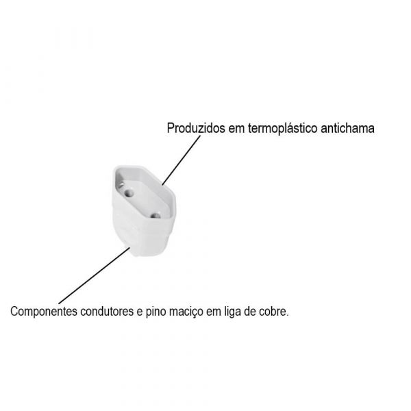 Plugue Fêmea 2P 10A 250V Reto Cores Variadas Tramontina