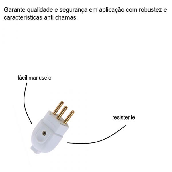 Plugue Macho 2P+T 250V 20A Branco Tramontina
