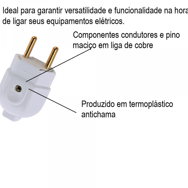 Plugue Macho Reto 2P 10A 250V Cores Variadas Tramontina 57420901
