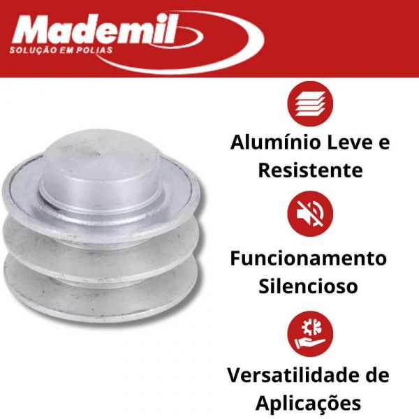 Polia Alumínio 2 Canais A 70 mm Mademil 