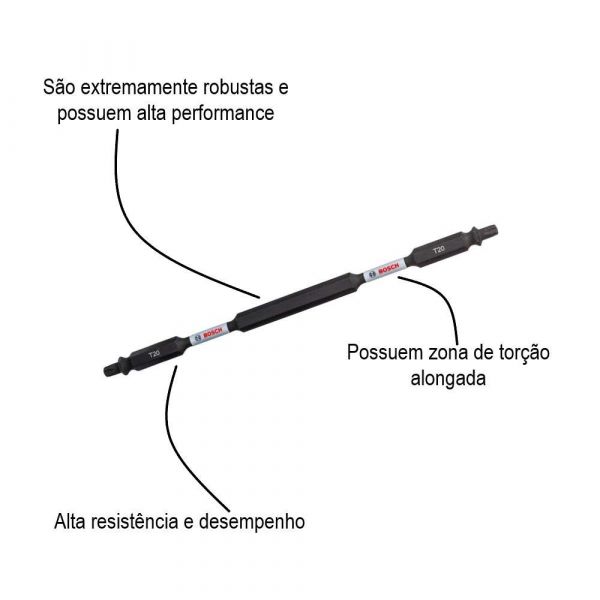 Ponta Dupla Bosch Torx T20-T20 150mm Impact Control com 3 unidades