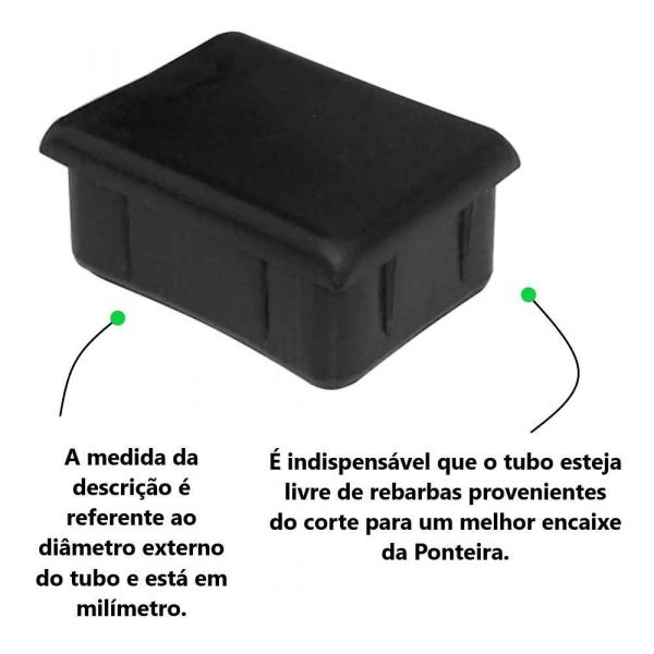Ponteira 40x30mm Interna Preta Emar