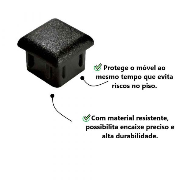 Ponteira Interna Preta 25X25mm Completa