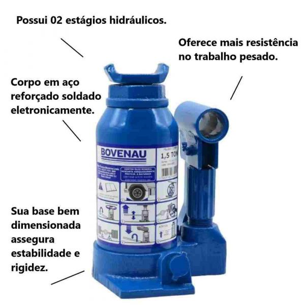 Macaco Hidráulico Garrafa EF 1,5 Bovenau